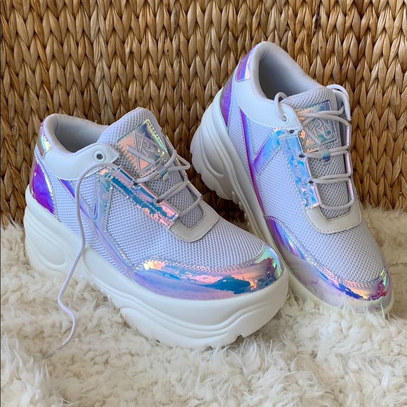YRU Matrixx White Holographic Dad Sneakers - Picture 2 of 8